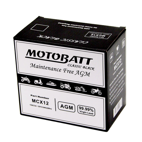 MCX12 Motobatt Classic Black AGM FA Battery