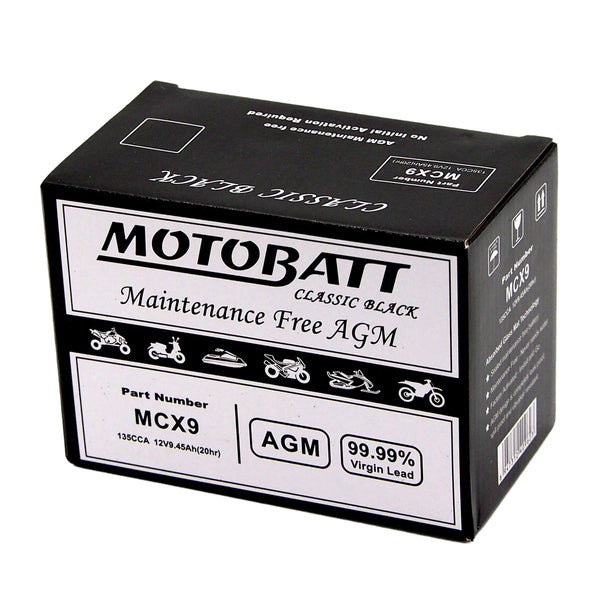 MCX9 Motobatt Classic Black AGM FA Battery