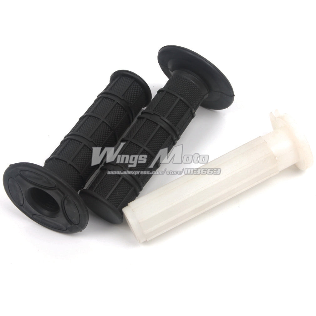 Motorcycle Handle Grips + Throttle Sleeve Super Soft Rubber  Hand Grips Black