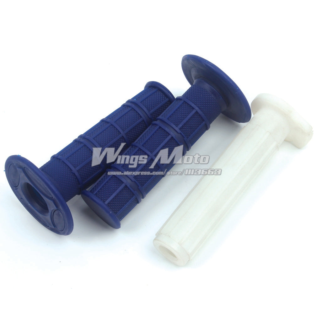 Motorcycle Handle Grips + Throttle Sleeve Super Soft Rubber  Hand Grips Blue