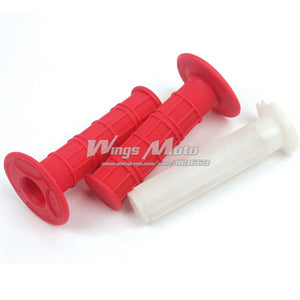 Motorcycle Handle Grips + Throttle Sleeve Super Soft Rubber  Hand Grips Red