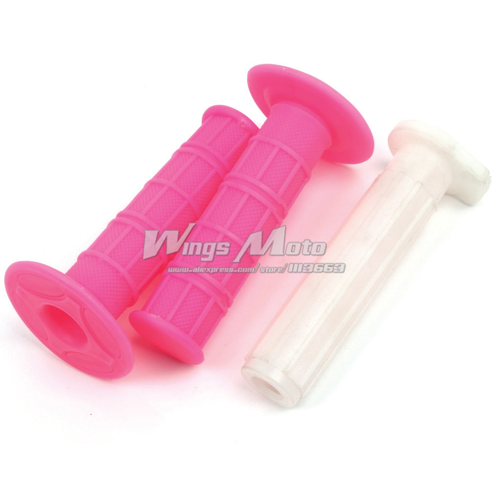 Motorcycle Handle Grips + Throttle Sleeve Super Soft Rubber  Hand Grips Pink
